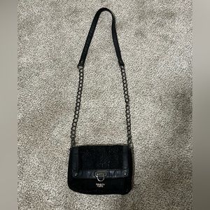 Poverty flats • black sparkly crossbody purse / bag